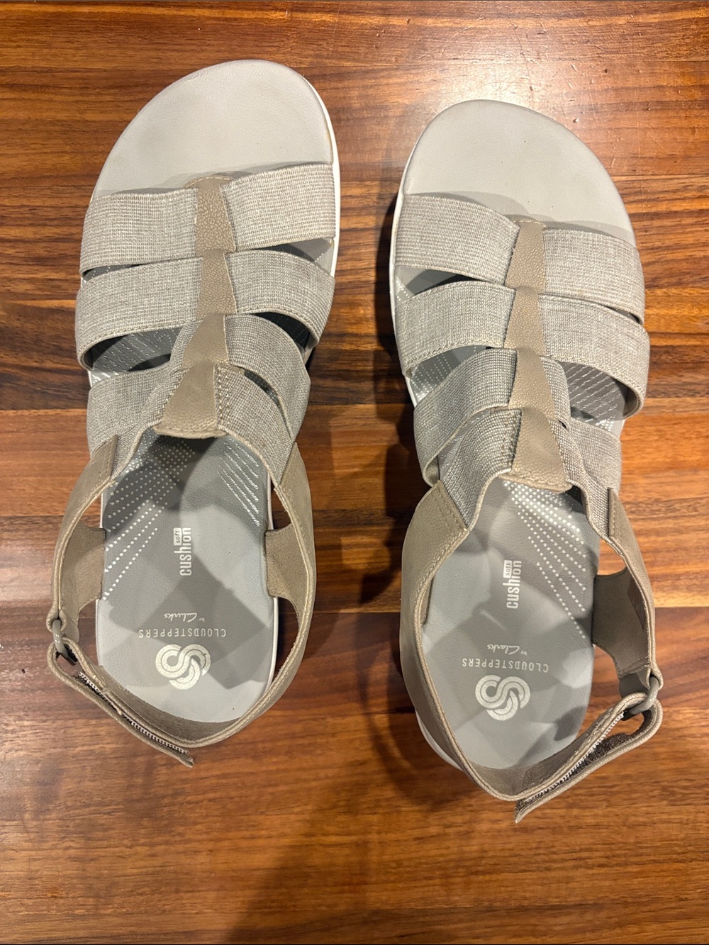 Cloudsteppers by Clarks Taupe Strappy Elastic Sandals